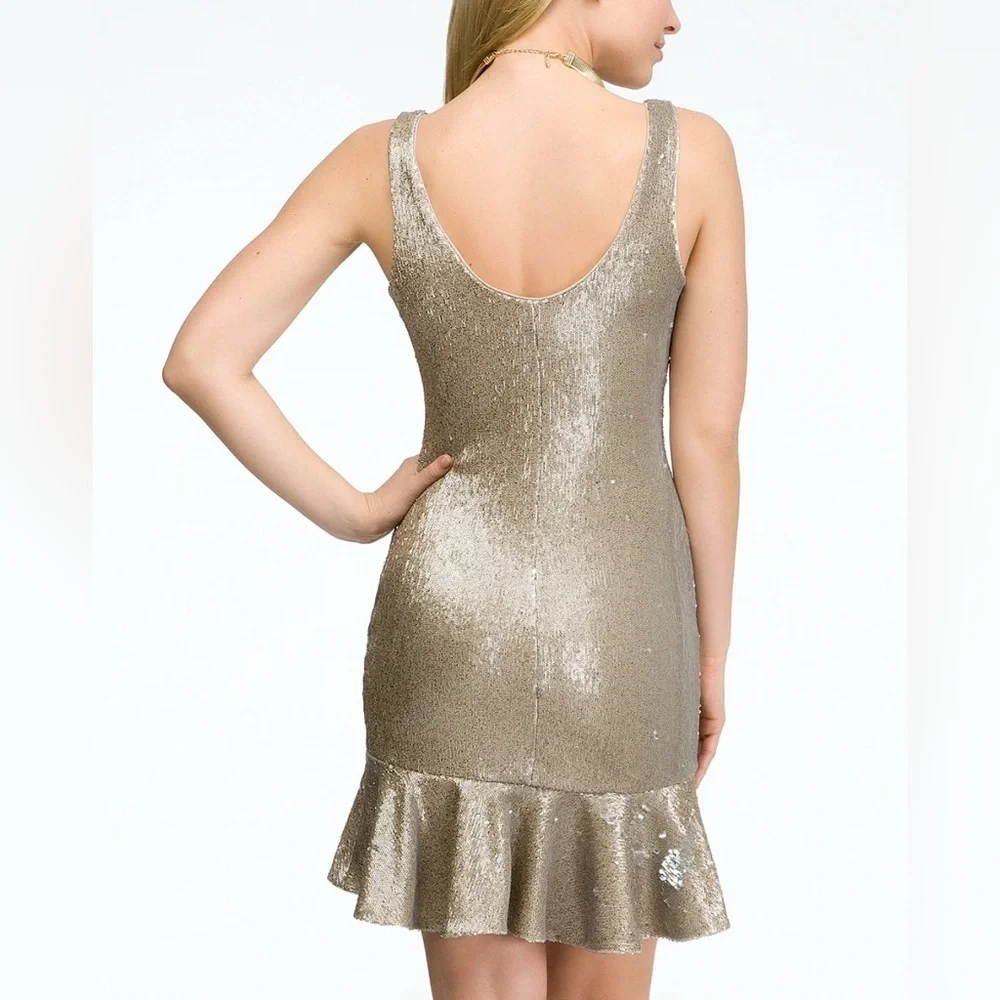 Bebe Gold Sequin Flapper Style Mini Dress